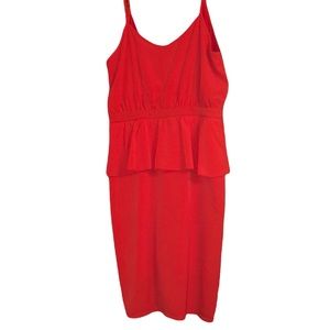 NWT Francesca’s Red Ruffle Low Back Pencil Skirt Dress Size Large